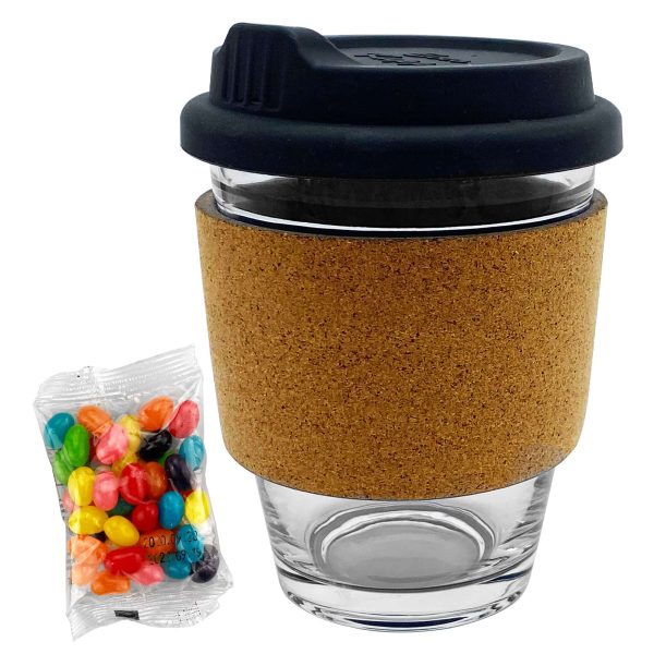 Jelly Bean In Cork Band Glass Coffee Cup - Image 3