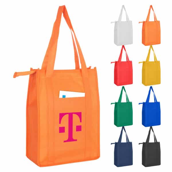 Branded Promotional Non Woven Cooler Bag With Top Zip Closure
