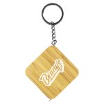 Branded Promotional Bamboo Tape Measure Key Ring