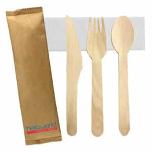 Branded Promotional 3pcs Wooden Cutlery Set