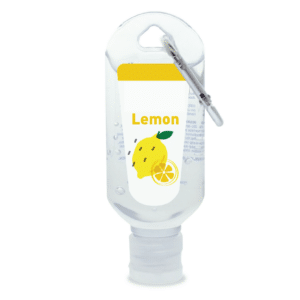 Branded Promotional Lemon Scented 60mL Hand Sanitiser With Carabiner