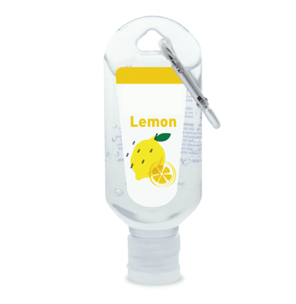 Branded Promotional Lemon Scented 60mL Hand Sanitiser With Carabiner