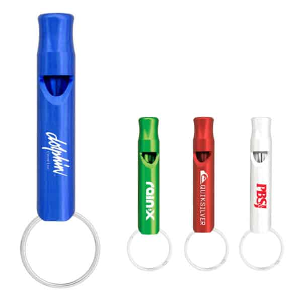 Branded Promotional Aluminium Metal Whistle Keychain