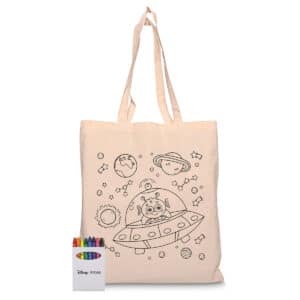 Branded Promotional Squiggle Calico Bag + Crayon Set