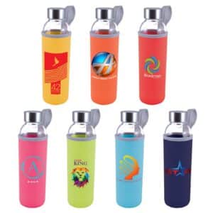 Branded Promotional Capri Glass Bottle / Neoprene Sleeve