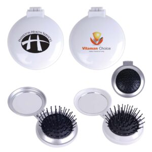 Branded Promotional Compact Pop Up Brush / Mirror Set