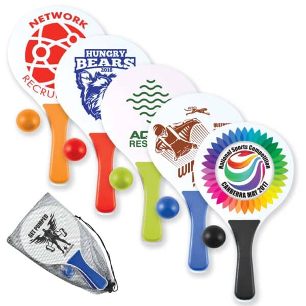 Branded Promotional Action Paddle / Bat & Ball Set