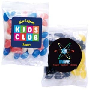 Branded Promotional Corporate Colour Mini Jelly Beans In 50 Gram Cello Bag