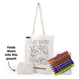 Branded Promotional Get Crafty Folding Calico Bag And Crayons