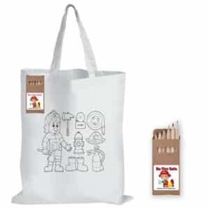 Branded Promotional Colouring Short Handle Cotton Bag & Pencils