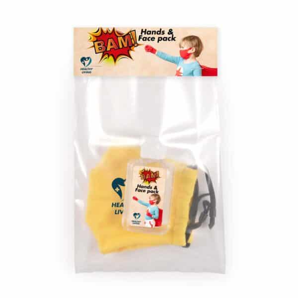 Branded Promotional Children's Mask And Hand Sanitiser Pack