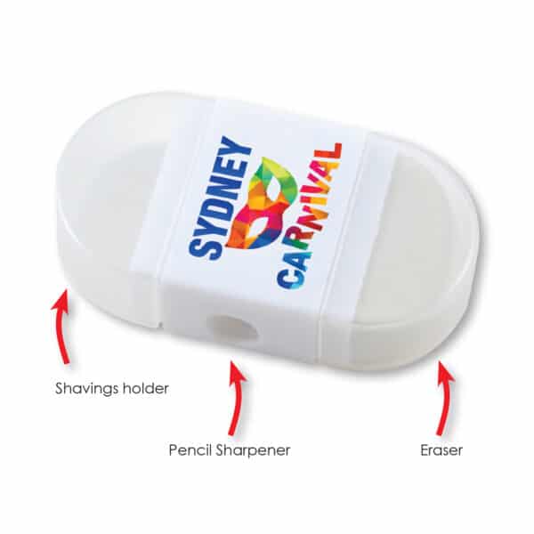 Branded Promotional 2 In 1 Pencil Sharpener / Eraser