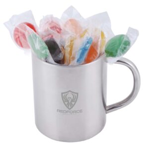 Branded Promotional Assorted Colour Lollipops In Java Mug