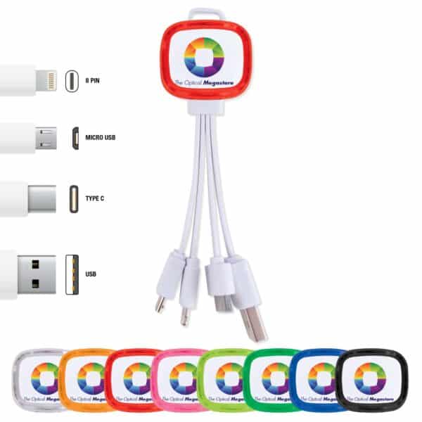 Branded Promotional Family Light Up  3 In 1 Cable