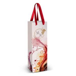 Branded Promotional Wine Ribbon Handle Paper Bag - Full Colour