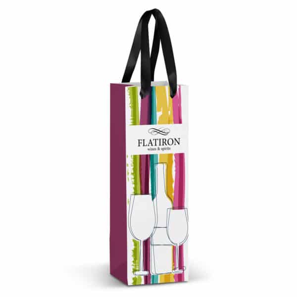 Branded Promotional Champagne Ribbon Handle Paper Bag - Full Colour