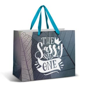 Branded Promotional Large Ribbon Handle Paper Bag - Full Colour