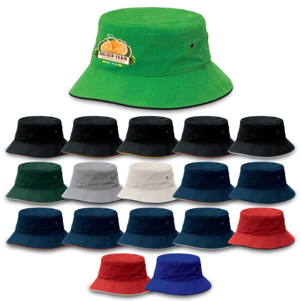 Branded Promotional Sandwich Brim Bucket Hat