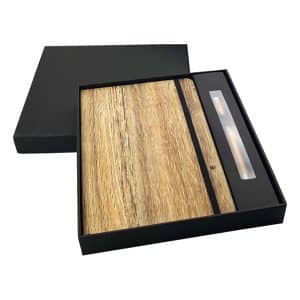 Branded Promotional Wood Look Notebook And Pen Gift Set