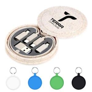 Branded Promotional Reveal Circle Eco Cable Set