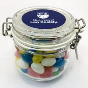 Branded Promotional Small Canister with Jelly Beans 200g