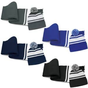 Branded Promotional Commodore Scarf And Beanie With Pom Pom Set