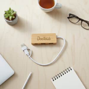 Branded Promotional Bamboo USB Hub