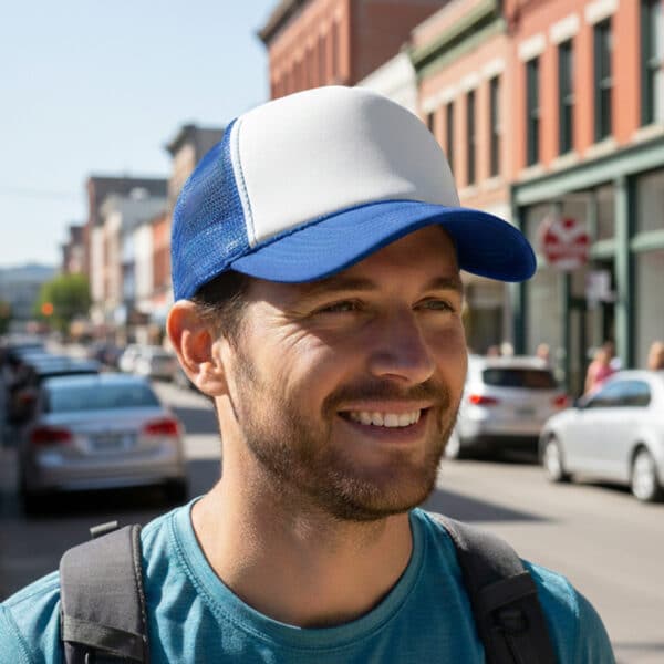 Branded Promotional White Front 5 Panel Trucker Mesh Cap