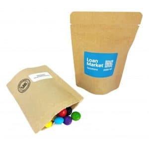 Branded Promotional Compostable Bag with Choc Beans 50g