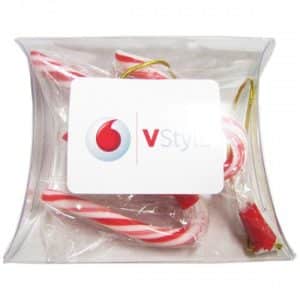 Branded Promotional Pillow Pack filled with Candy Canes
