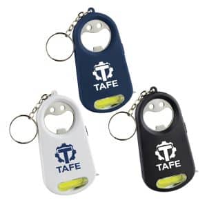 Branded Promotional Smily Torch Tape Bottle Opener Key Ring