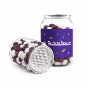 Branded Promotional Corporate Colour Jelly Beans In Clear Can 210g